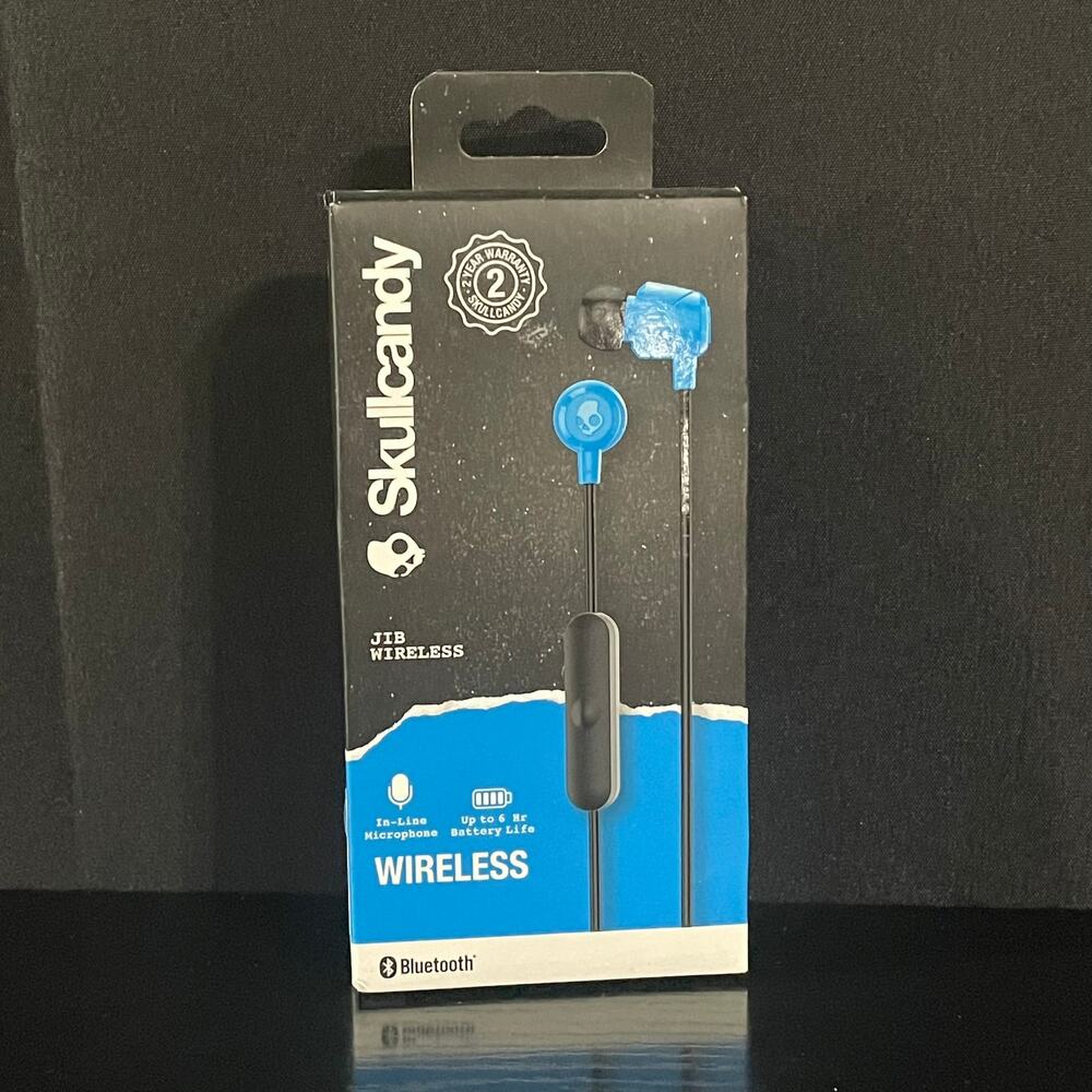 NEW Skullcandy Jib Wireless Bluetooth In-Ear Earbuds Headphones, With Mic, Blue